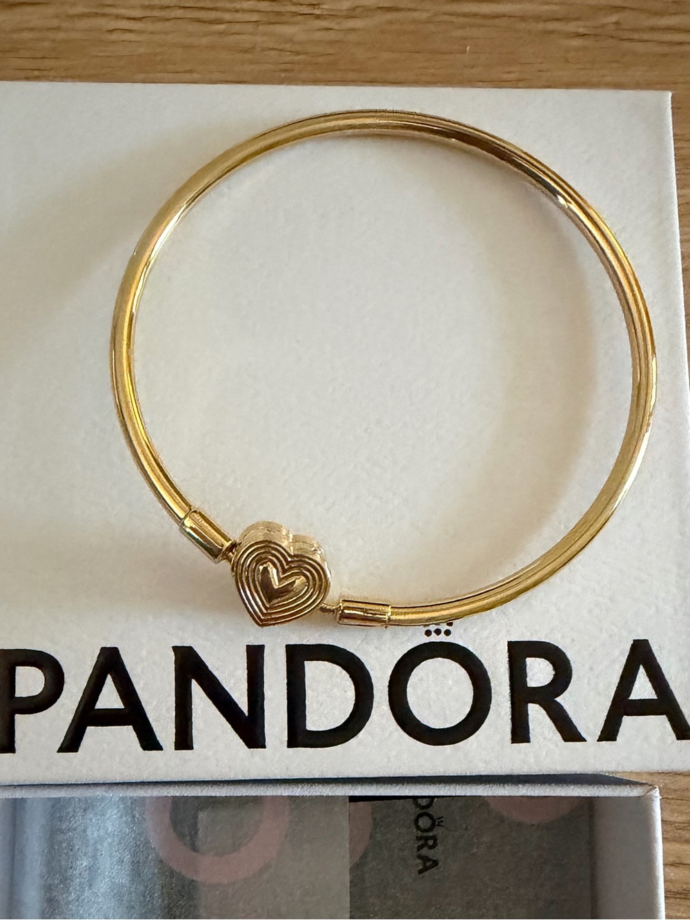Pandora Radiating Heart Clasp Bangle - 14k Gold Plated - NWOT